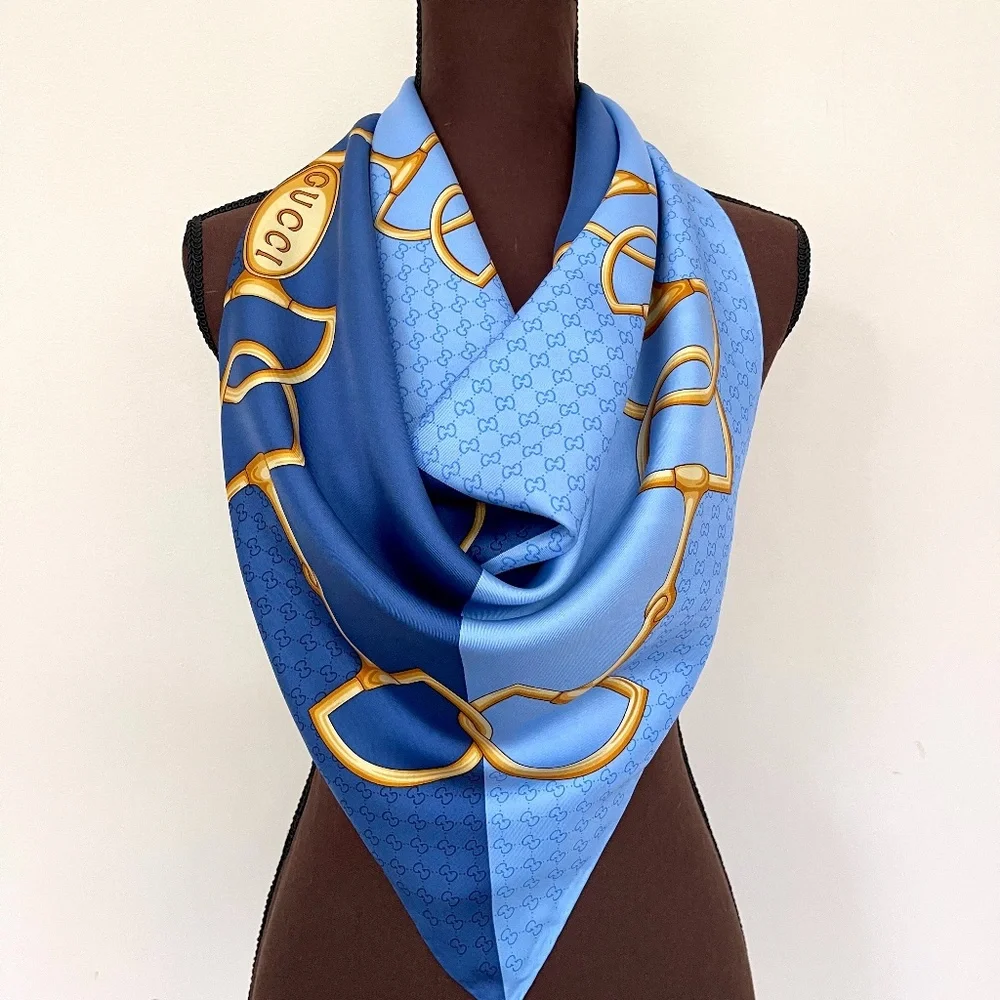 New Gucci Scarf Equestrian Horsebit Chain Silk Wrap with Gucci Gift Box